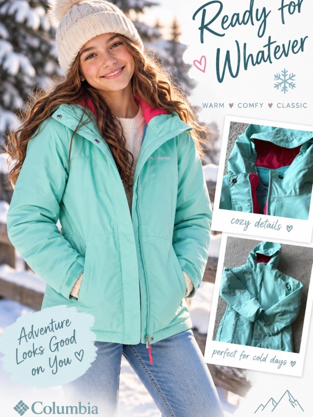 Columbia Interchange XL 2-in-1 Ski Jacket Waterproof Teal Pink Outgrown Outdoor